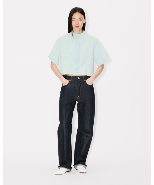 ブラウス シャツ 'KENZO CARTOON' ショートスリーブ シャツ イン シャンブレー レディースの画像