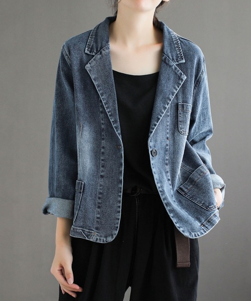 「BLANC FICELLE」 デニムジャケット M インディゴブルー レディース_画像7