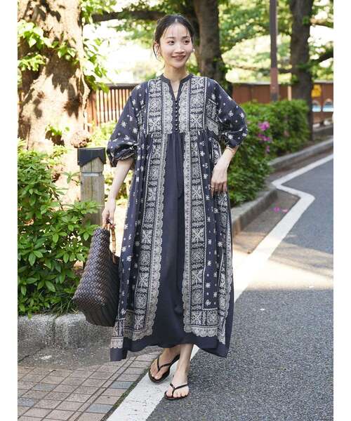 「CRAFT STANDARD BOUTIQUE」 長袖ワンピース FREE チャコールグレー レディース_画像2