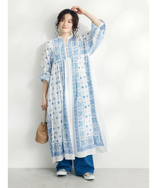 「CRAFT STANDARD BOUTIQUE」 長袖ワンピース FREE チャコールグレー レディース_画像4