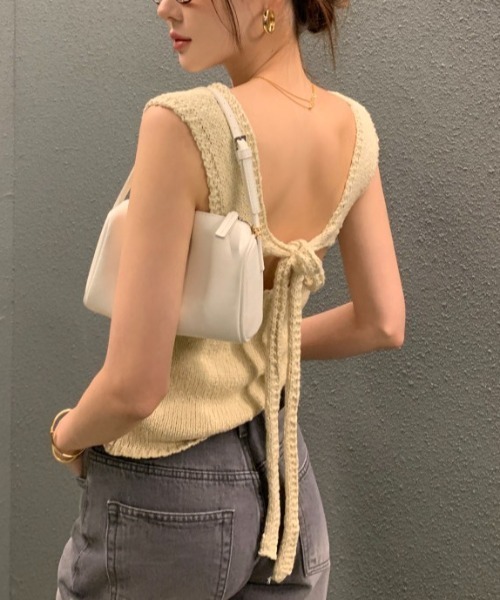 バックリボンニット ノースリーブトップス レディース : ZOZOTOWN