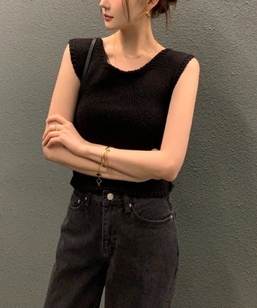バックリボンニット ノースリーブトップス レディース : ZOZOTOWN