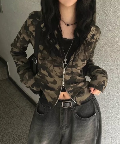 パーカー ダブルジップ迷彩パーカー レディース : ZOZOTOWN Yahoo!店