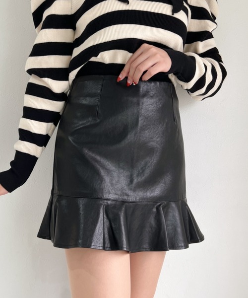 新品未使用☆ルネ フェイクレザー フレアキュロット スカート風 ワイドパンツ Loueme スカート フェイクレザーフリルミニスカパン : ZOZOTOWN Yahoo
