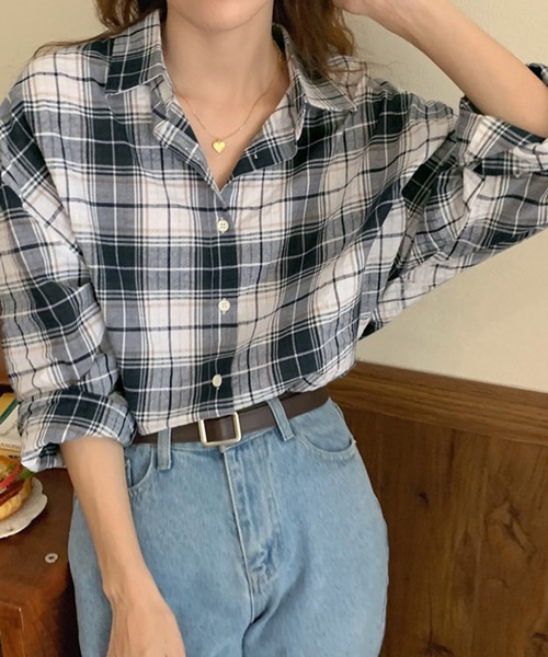ブラウス シャツ デタッチャブルチェックシャツ レディース メンズ CPCM ブラウス シャツ デタッチャブルチェックフィッシング