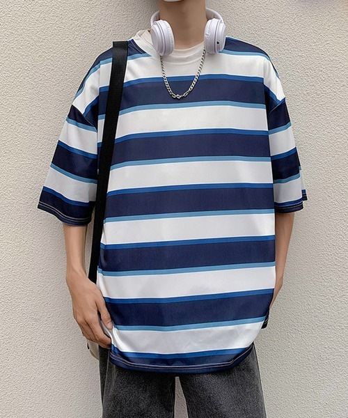 NEW GENTLEMAN tシャツ レトロボーダー ビッグシルエットT