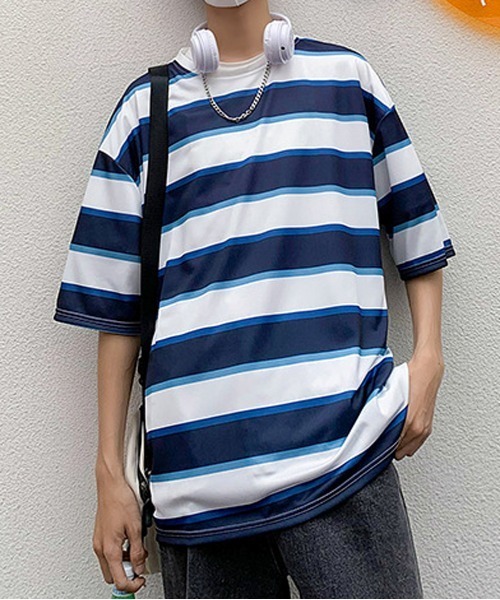 NEW GENTLEMAN tシャツ レトロボーダー ビッグシルエットT メンズ 