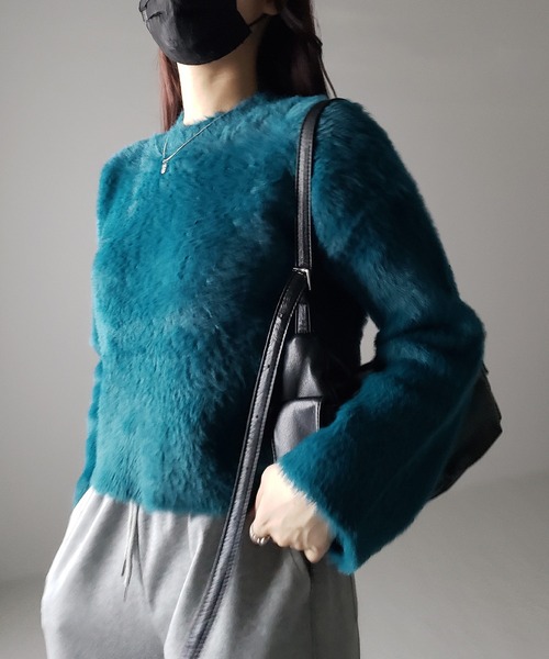 美品 emmi エミ モヘヤ混 マーブルシャギーニットプルオーバー ストレッチ メッシュニットプルオーバー(ニット)｜トップス｜emmi（エミ）の通販