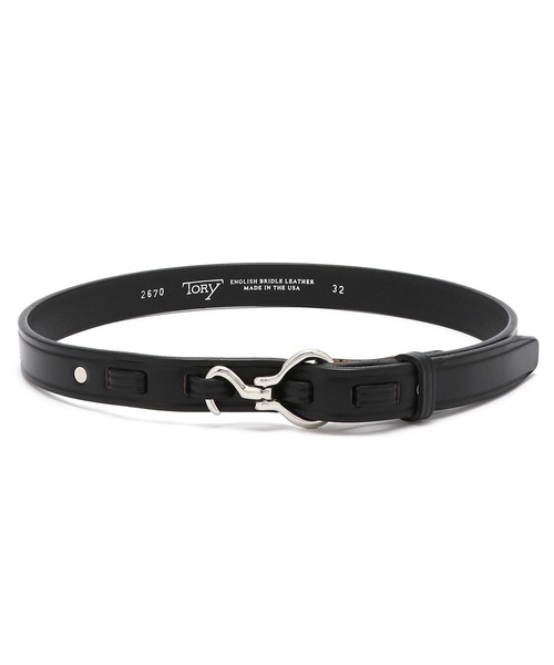 TORY Leather 黒ベルト 32サイズ TORY LEATHER(トリーレザー) レザースタッズベルト ブラック