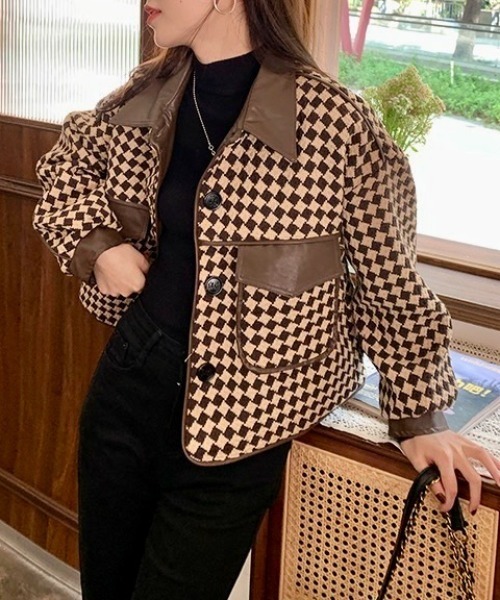 Sibra（シブラ） コート アウター チェック柄ショートコート