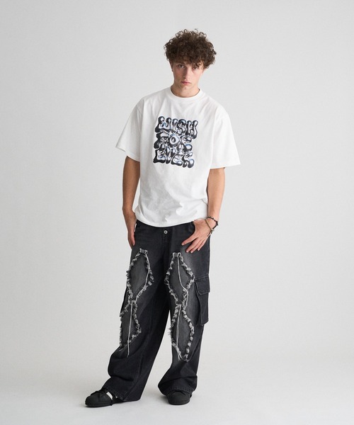 WISH FOR EVER tシャツ SUN FADE DRAWCODE METALLIC LOGO T/サン
