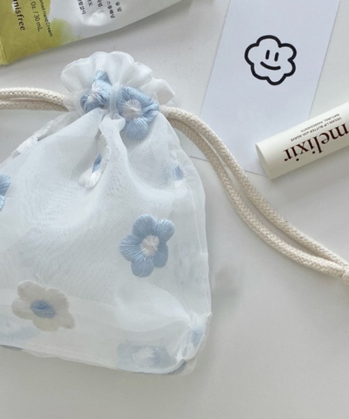 Pochi Pouch（ポチポーチ） ポーチ Pochi Pouch/花柄 刺繍 メッシュ