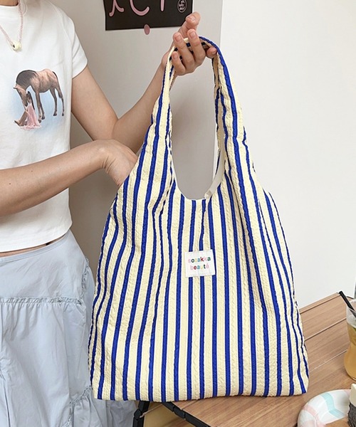 【新品】青系ストライプ トートバッグ Ray BEAMS（レイ ビームス）【8/7再値下げ】【別注】beej