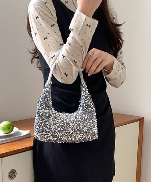 シンクビー パッチワーク スパンコール ラメ ソルティードッグ ハンドバッグ 美品】シンクビー ❤️ソルティードッグ バッグ❤️ マルチカラー