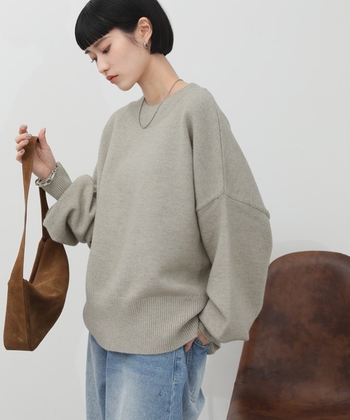 Smooth Collar Knit ベージュ ニットセーター NOGLE ニット セーター 「NOGLE/ノグル」カラールーズリブニット