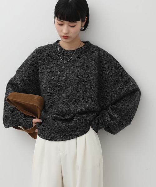 新品未使用タグ付★完売カラー★ELLIEハーフスリーブカラーニット【BLACK】 Loungedress 新品 ハーフスリーブニットプルオーバー ブラック