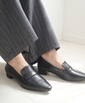 パンプス 歩きやすい スリムスクエアトゥローフ...の詳細画像3