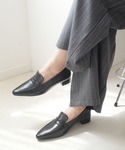 パンプス 歩きやすい スリムスクエアトゥローフ...の詳細画像5
