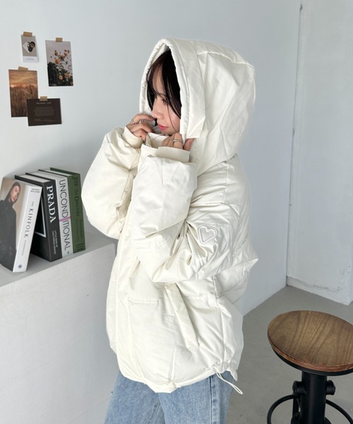 CLEA ダウンコート ダウンジャケット ワンポイントハートデザイン中綿