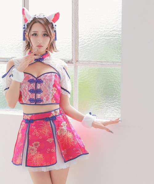 Tika コスプレ バストカットチャイナへそ出しシフォンフレア