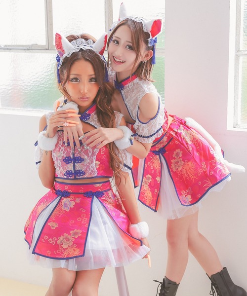 にゃんにゃ　　フリル チャイナ レイヤード　スカート Tika（ティカ） コスプレ コスプレ チャイナ かわいい ネコ アニマル