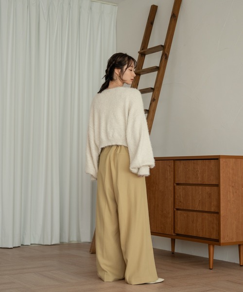 AMOMENTO sheer layered pants シアーレイヤードパンツ Sheer velour layered pants-シアーベロアレイヤードパンツ