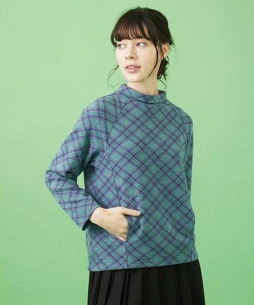 tシャツ Cruzar バイアスチェックカットソー レディース