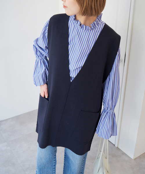 ☆新品　2023Spick & Span ニットベスト Spick＆Span ベスト ジレ 「WEB限定」ウォッシャブルVネック