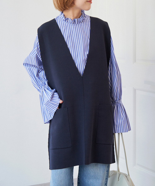Spick＆Span ベスト ジレ 「WEB限定」C/Rニットベスト