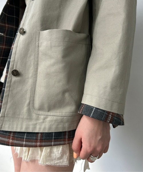 ステンカラーコート コート ハーフ丈 レイヤードデザイン シャツ