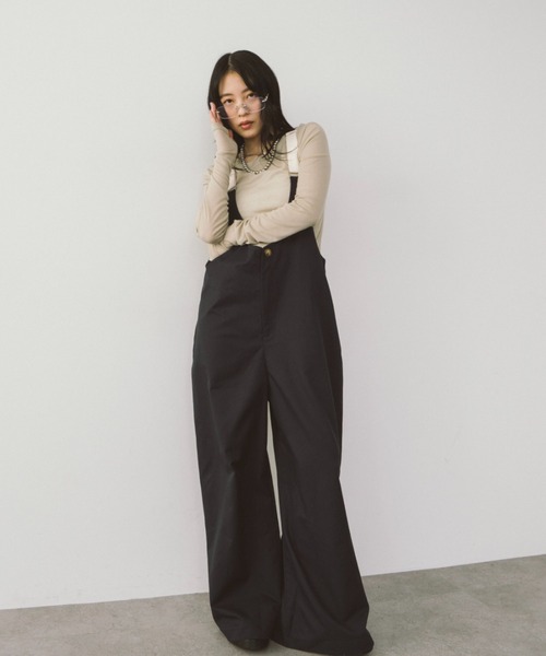 HANNE サロペット オーバーオール サスペンダーワイドパンツ