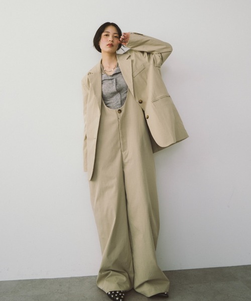 ✳︎新品✳︎ HANNE サスペンダートラウザーパンツ ホワイト HANNE（アン）の「サスペンダートラウザー（サロペット