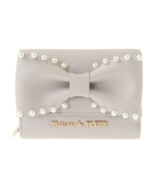 貴重♡マリーちゃんMaison de FLEUR ベージュ リボン付き財布 メゾン ド フルール Maison de FLEUR ベルトリボンミニ