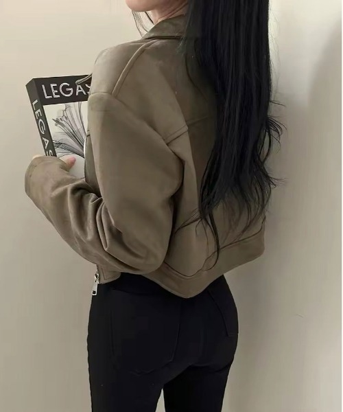 ブルゾン アウター 「 ammy. / エイミードット 」 スエード調 ショート