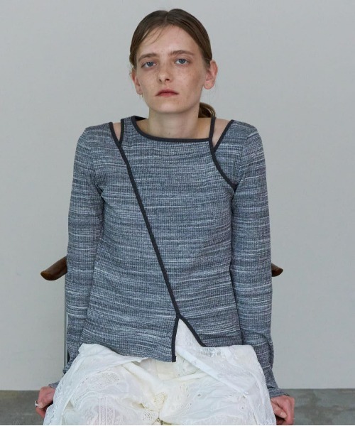 tシャツ Slit Shoulder Rib Tops/スリットショルダーリブトップス「MAISON SPECIAL/メゾンスペシャル」 レディース MAISON SPECIAL tシャツ Slit Shoulder Rib Tops/スリット