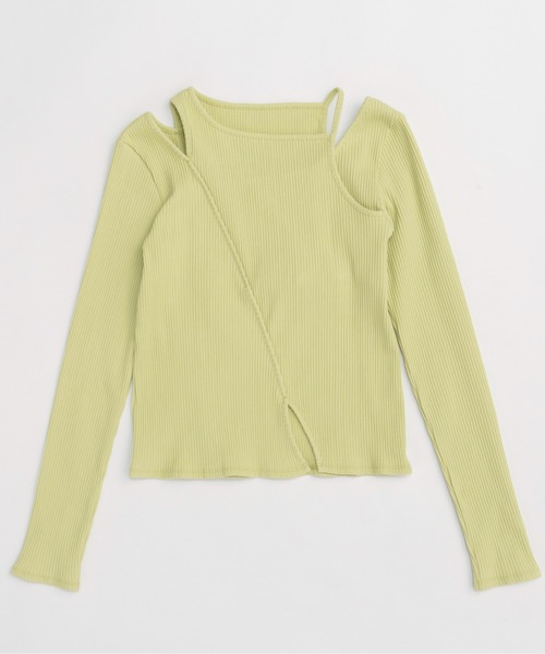 MAISON SPECIAL tシャツ Slit Shoulder Rib Tops/スリット
