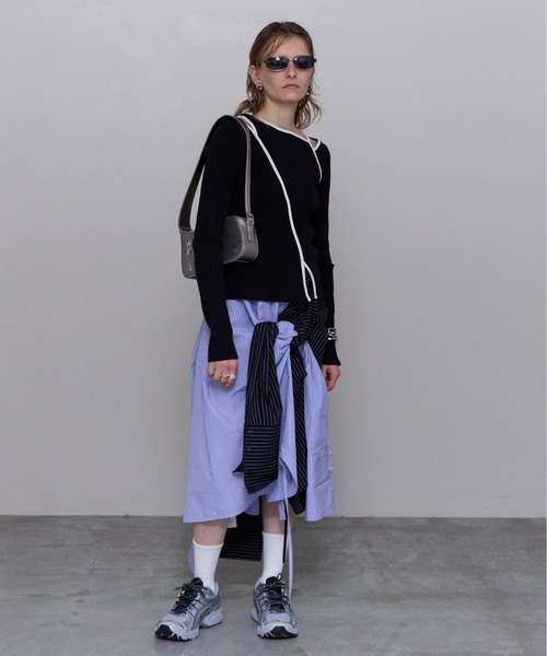 MAISON SPECIAL tシャツ Slit Shoulder Rib Tops/スリット