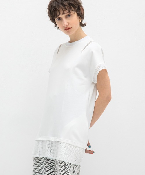 AULA AILA tシャツ メッシュコンビネーションチュニック