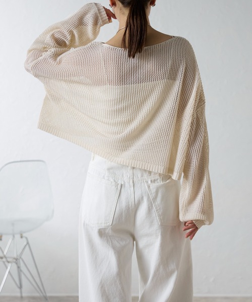 ニット セーター 「手洗い可能」ドライメッシュショートプルオーバーニット レディース NOLLEY'S｜《手洗い可能》ドライメッシュショートプルオーバー