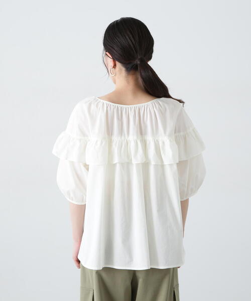 N.Natural Beauty Basic ブラウス シャツ ラッフルバイカラー