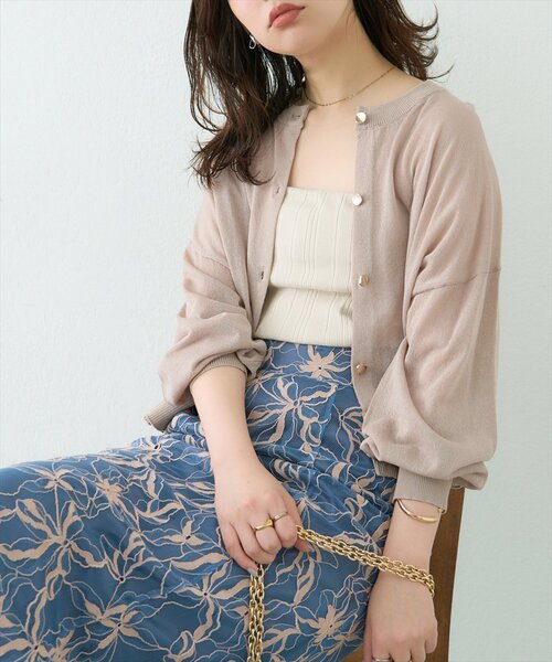 natural couture カーディガン 接触冷感金釦シアーカーデ レディース