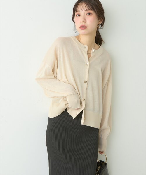 natural couture カーディガン 接触冷感金釦シアーカーデ レディース