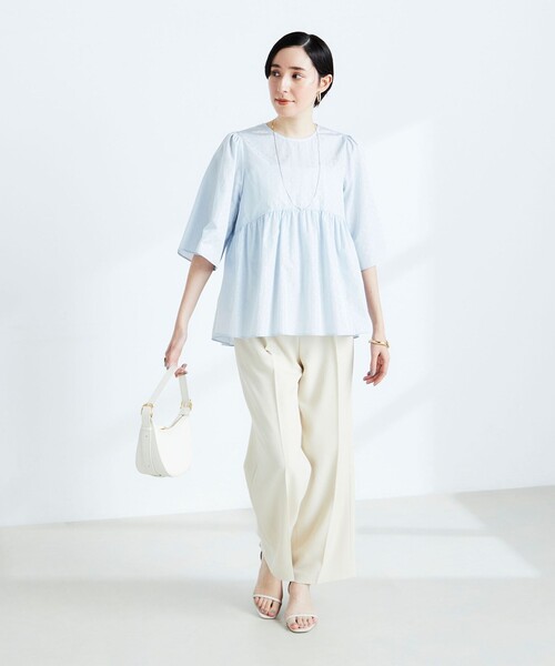 NOLLEY’S◆長袖ブラウス/38/--/YLW/無地/4-0030-1-01-005// NOLLEY'S｜ウォッシャブルオトナサテン衿カフス付きTブラウス
