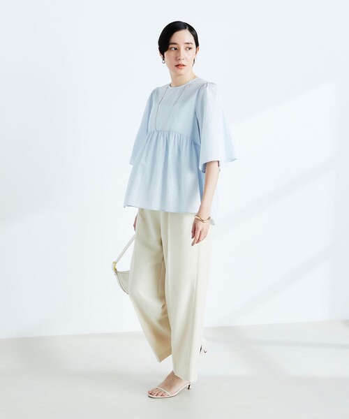 「NOLLEY'S Sophi」 長袖ブラウス 38 ネイビー レディース NOLLEY'S Sophi（ノーリーズソフィ）の「ストライプVネック