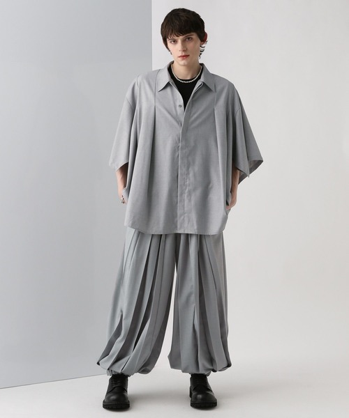 HARE シャツ 「SET UP対応」YOSEポンチョプリーツシャツ(HARE