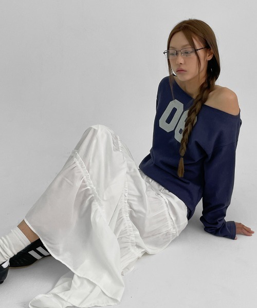 tシャツ 「MADE」 フェリティボートネックプリント長袖Tシャツ レディース