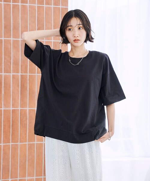 coen tシャツ 「C.mt」布帛ドッキングドロストT レディース