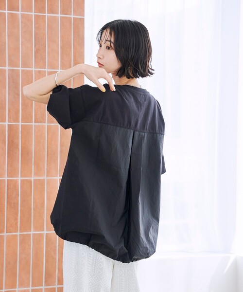 coen tシャツ 「C.mt」布帛ドッキングドロストT レディース