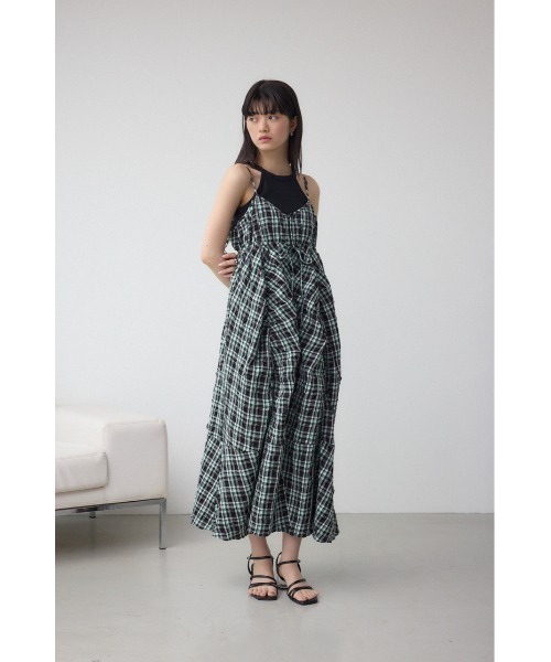 MOUSSY ワンピース　チェック柄 AZUL BY MOUSSY | チェックキャミソール2WAYワンピース