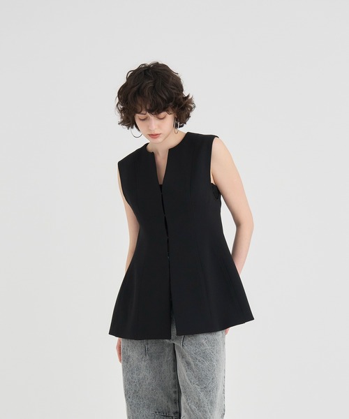 ベスト ジレ 「RITAN/リタン」Arch Pattern Cut Vest/アーチパターンカットベスト レディース